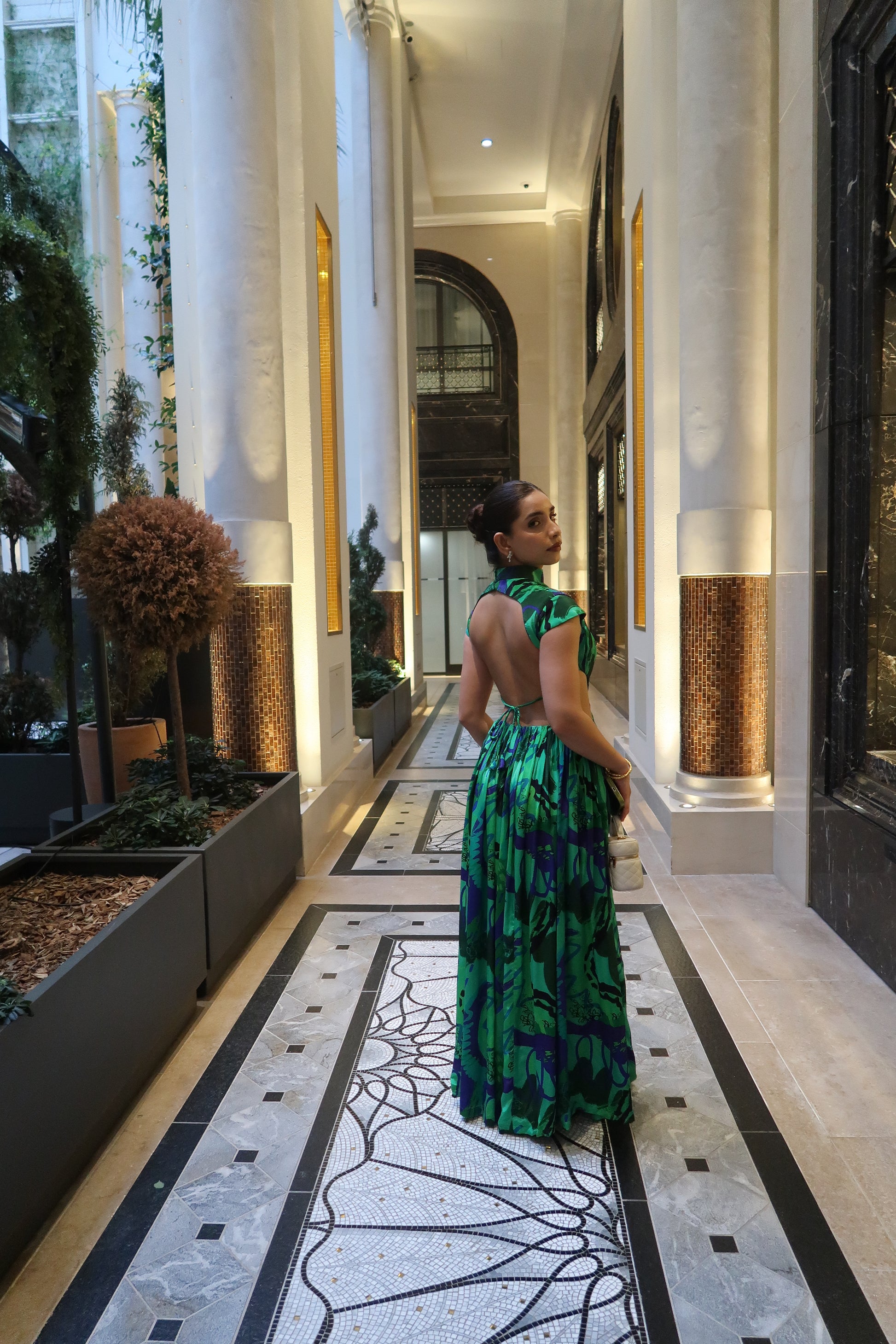 Mansi Lakhwani wearing Code White Noki Maxi Dress with backless design and adjustable string ties - view 3