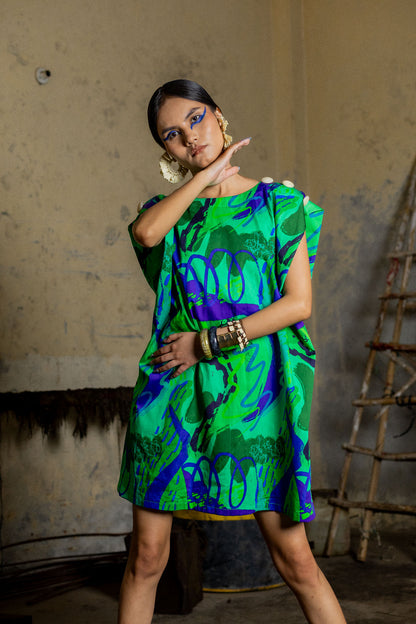 Code White Fresco Shift Dress, glaze cotton shift with functional side pockets and shoulder buttons - view 2